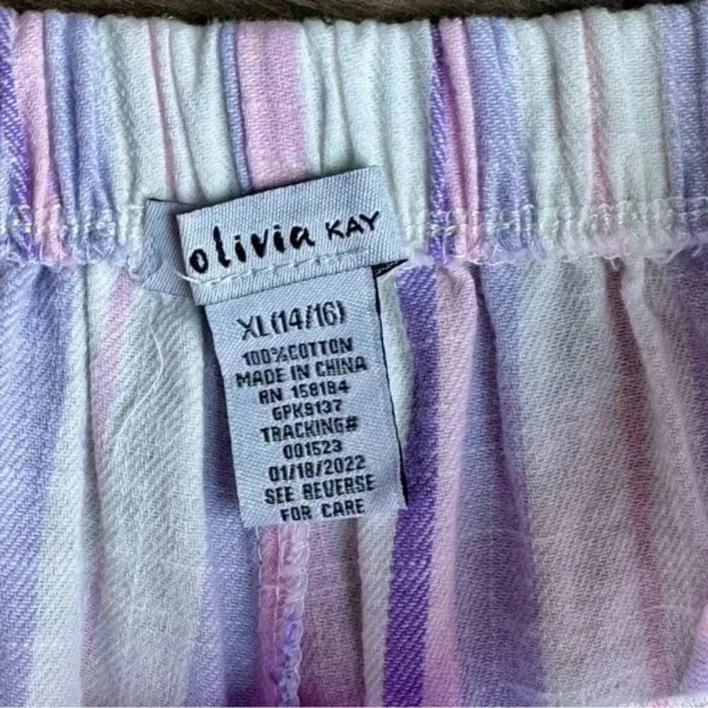 Olivia Kay Girls Set Ruffle Crop Top and Wide Leg Pants Pastel Stripes Size L/XL